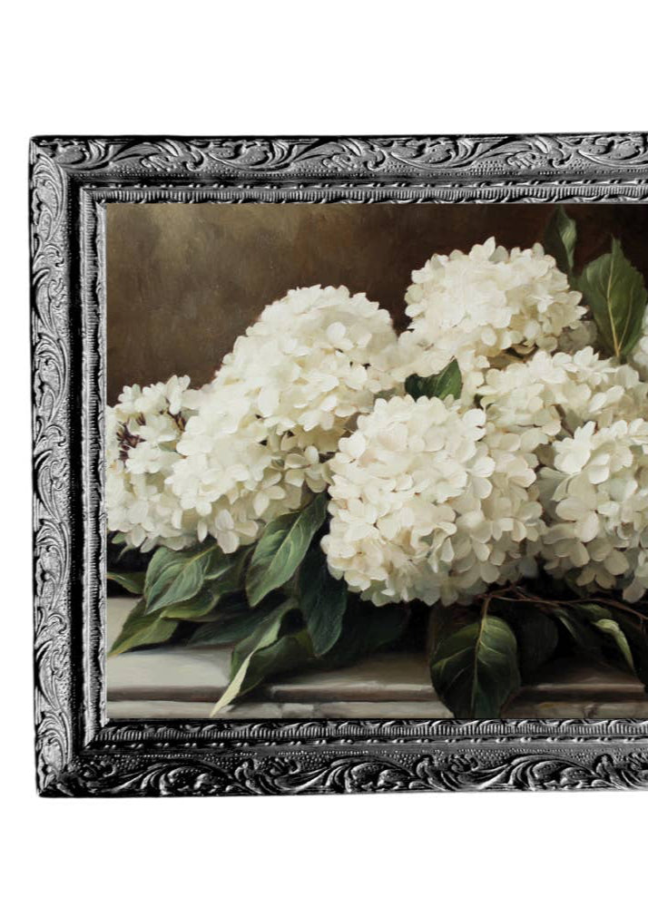 Hydrangeas | French Black Mould Framed Art – 8” x 10”