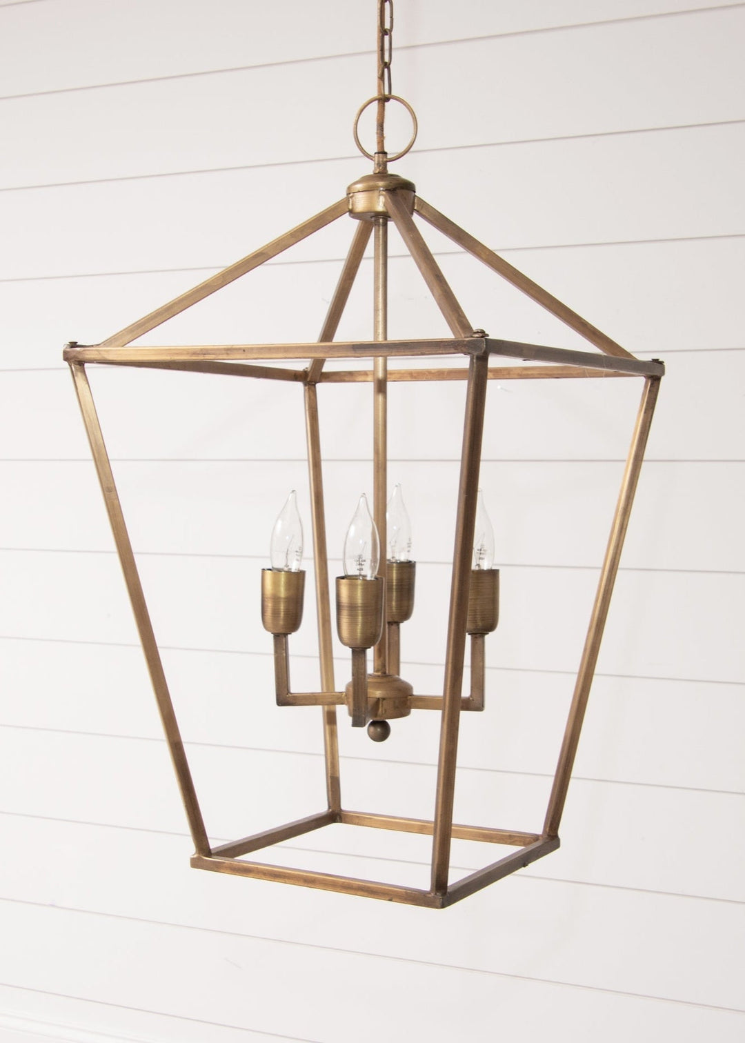 Antique Brass Tone Lantern Chandelier - Clementine Home Floral Gift