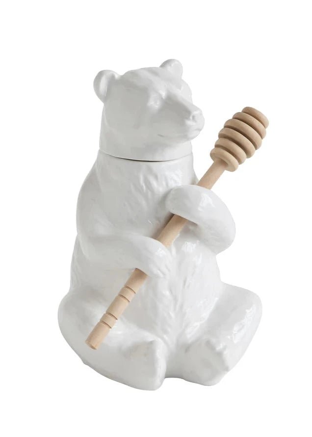 Bear Honey Pot with Honey Dipper - Clementine Home Floral Gift