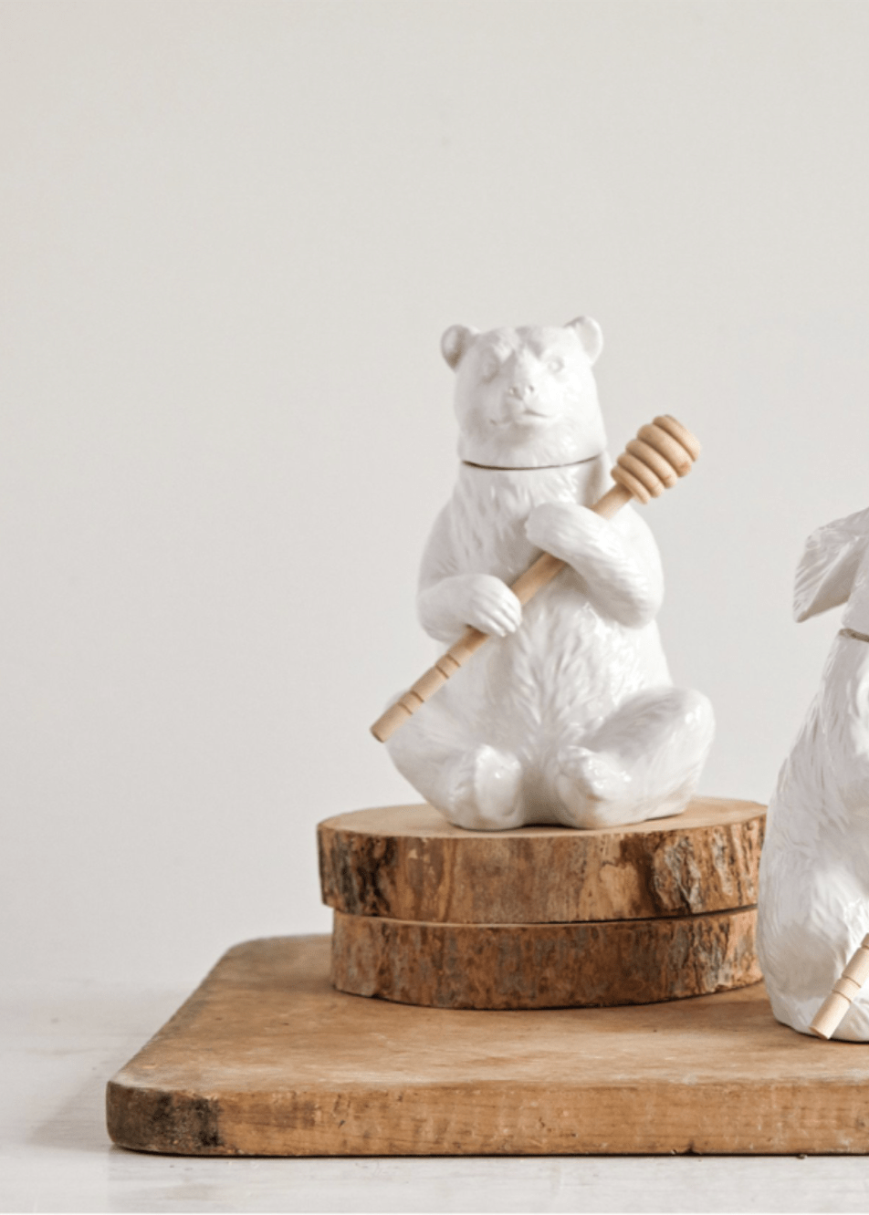 Bear Honey Pot with Honey Dipper - Clementine Home Floral Gift