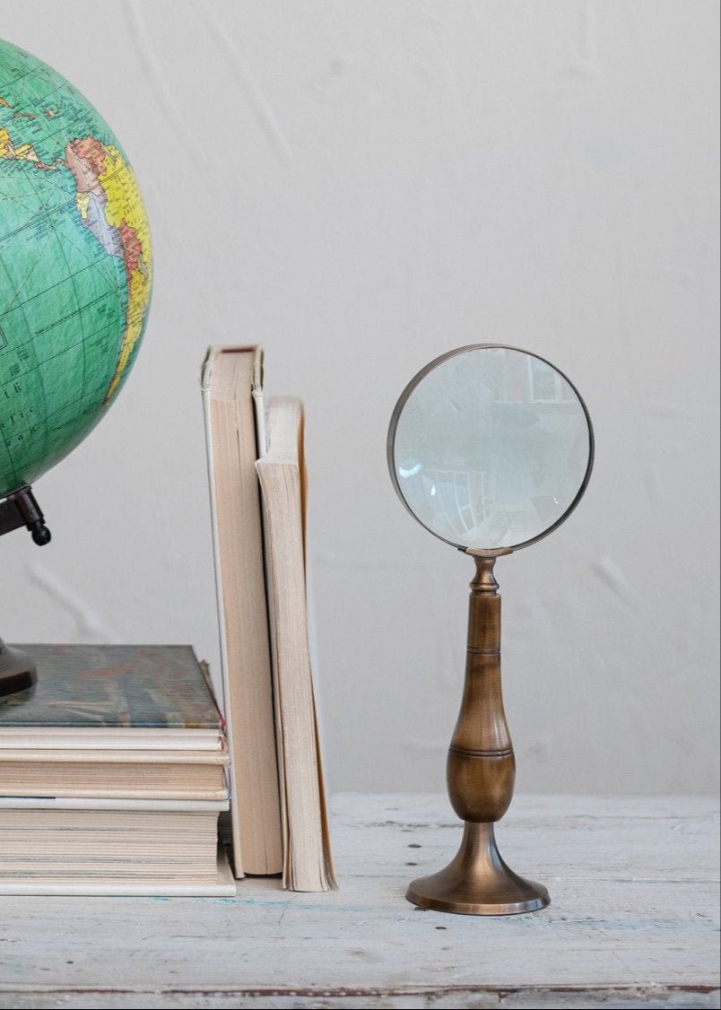 Brass & Bone Magnifying Glass - Clementine Home Floral Gift