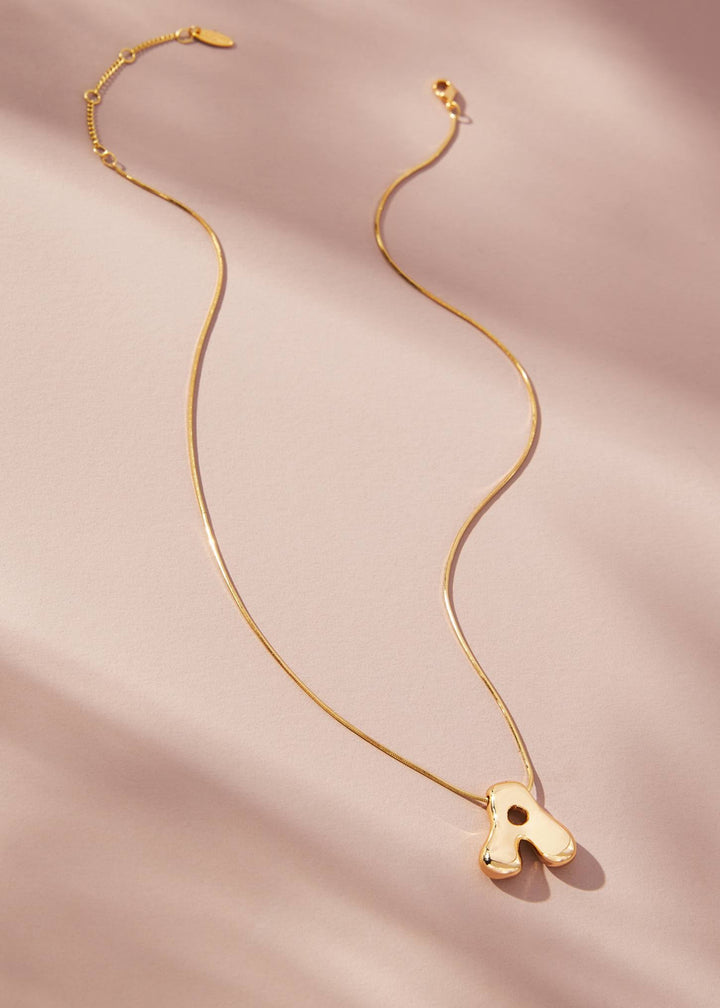 Bubble Letter Initial Necklace - Clementine Home Floral Gift