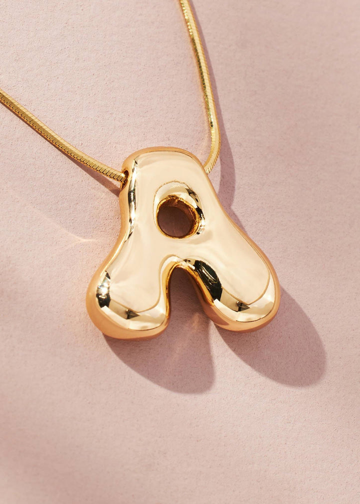 Bubble Letter Initial Necklace - Clementine Home Floral Gift