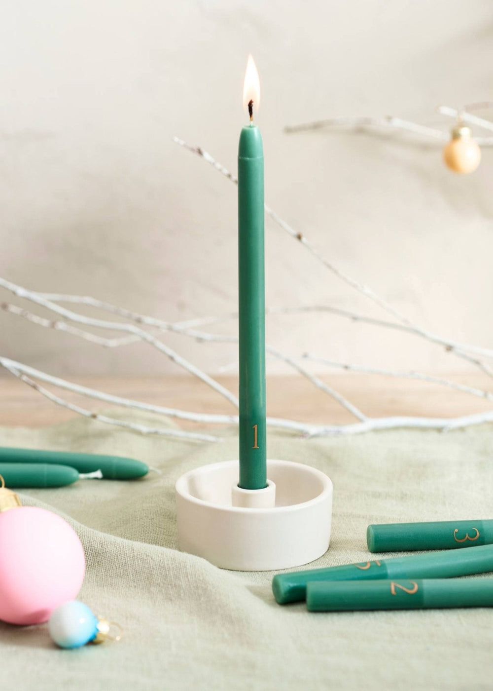 Countdown to Christmas Advent Candles & Holder - Clementine Home Floral Gift