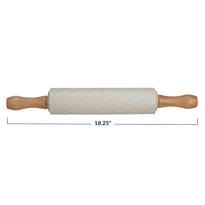 Embossed Stoneware Rolling Pin - Clementine Home Floral Gift