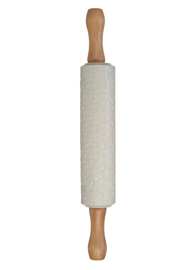 Embossed Stoneware Rolling Pin - Clementine Home Floral Gift