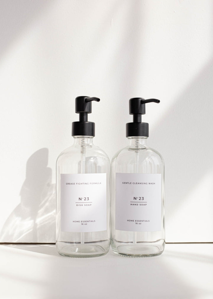 Glass Hand Soap Dispenser - Clear - Clementine Home Floral Gift