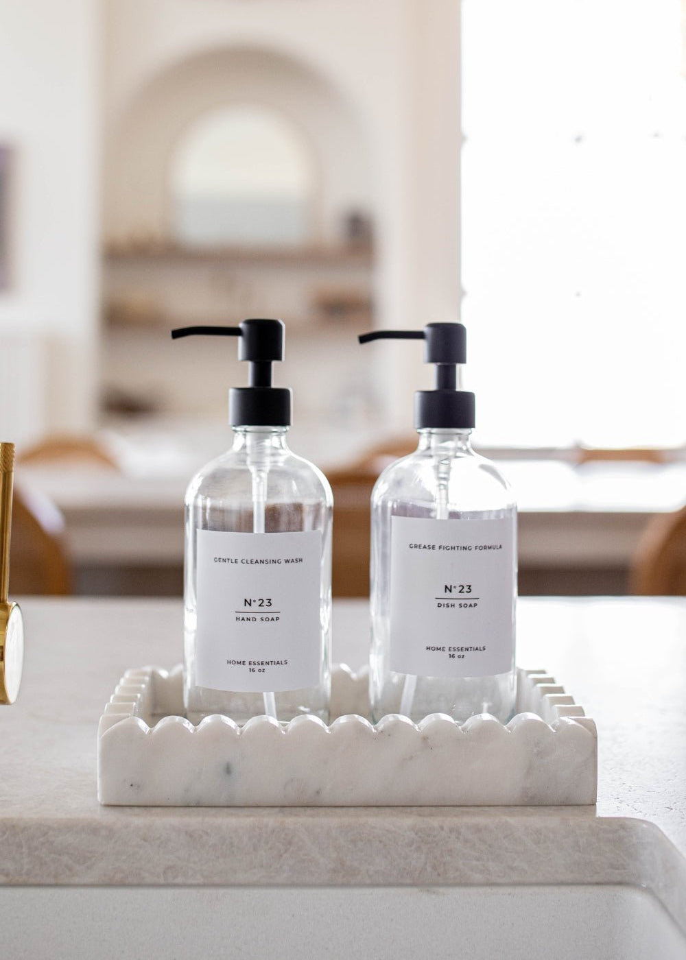 Glass Hand Soap Dispenser - Clear - Clementine Home Floral Gift