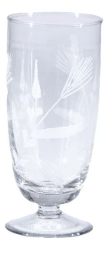 Hand - Blown Stemmed Drinking Glasses with Etched Botanicals – Set of 2 - Clementine Home Floral Gift