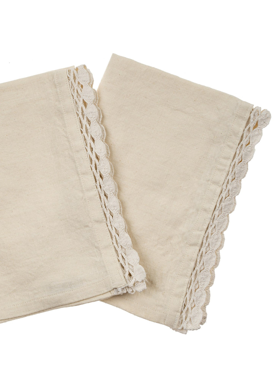 Isla Lace Tea Towels, Set of 2 - White Lace - Clementine Home Floral Gift