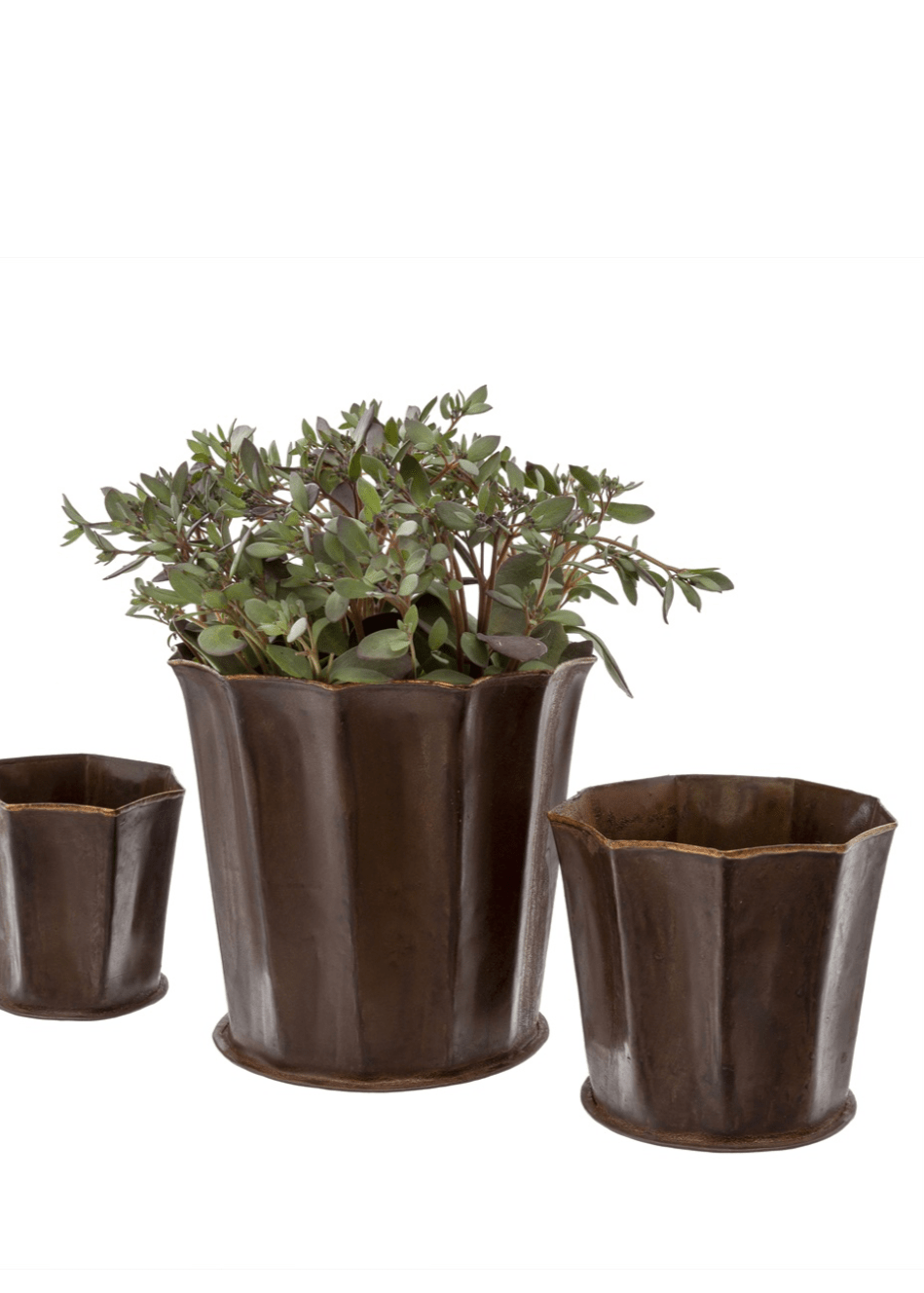 Leather Effect Fluted Pots – Set of 3 - Clementine Home Floral Gift