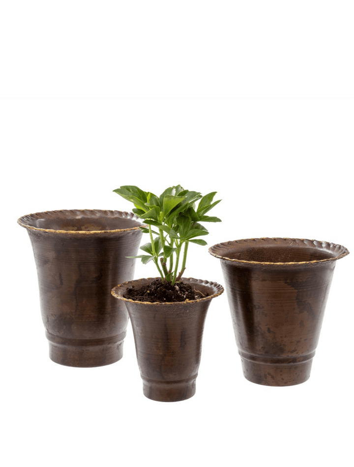 Leather Effect Trumpet Pots – Set of 3 - Clementine Home Floral Gift