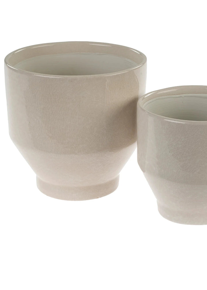 Oxford Pots Set of 2 - White - Clementine Home Floral Gift