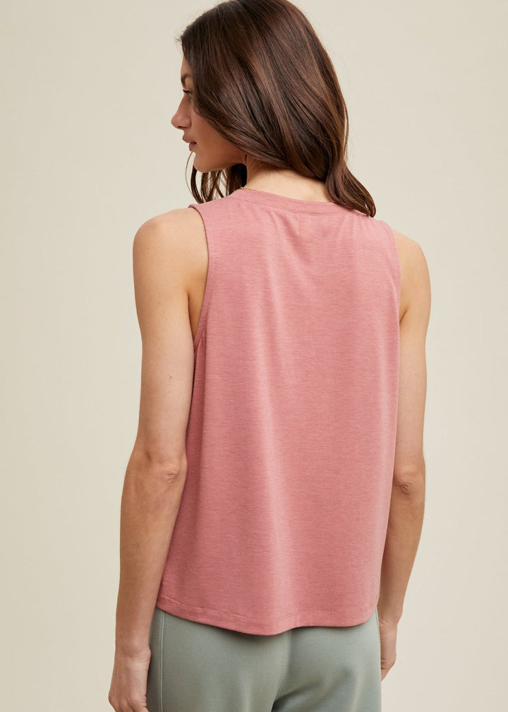 Slub Knit Relaxed Crop Tank with Pocket - Sienna - Clementine Home Floral Gift