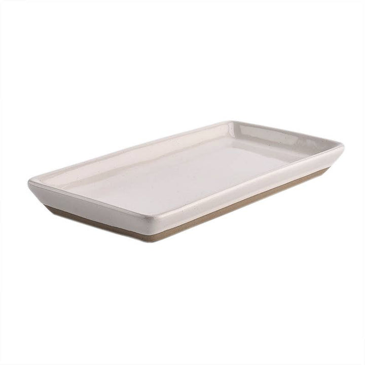 Stoneware Tray - Cream Speckled - Clementine Home Floral Gift