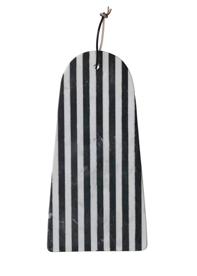 Stripes & Leather Marble Cutting Board - Clementine Home Floral Gift
