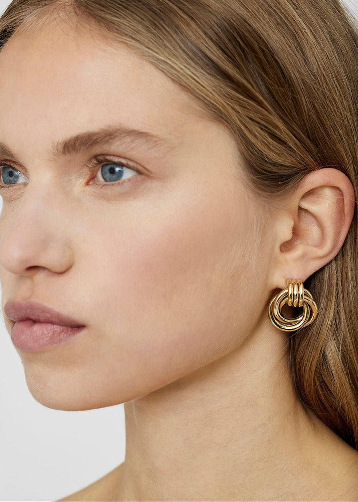 Triple Knot Earring Studs - Gold - Clementine Home Floral Gift