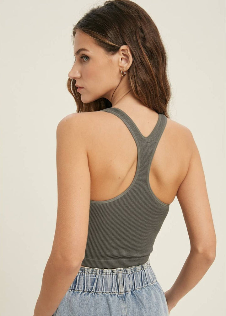 V - Neck Bralette - Medium Grey - Clementine Home Floral Gift