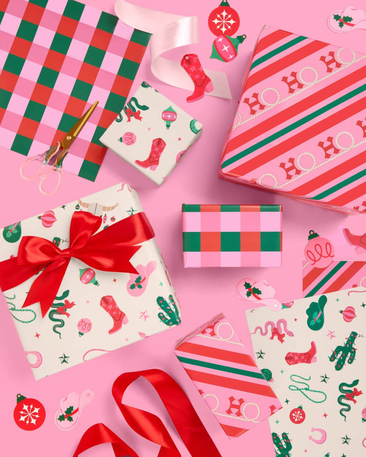 Western Wrapping Paper Set – 12 Sheets + 16 Tags - Clementine Home Floral Gift