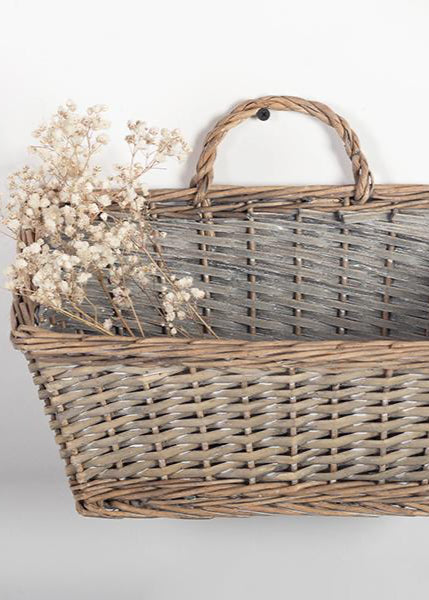 Wooden Woven Basket with Handles - Clementine Home Floral Gift