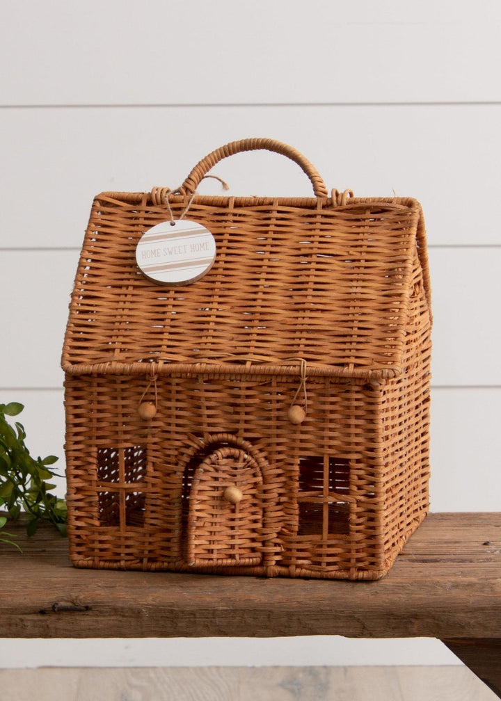 Woven House Basket with Handle - Clementine Home Floral Gift