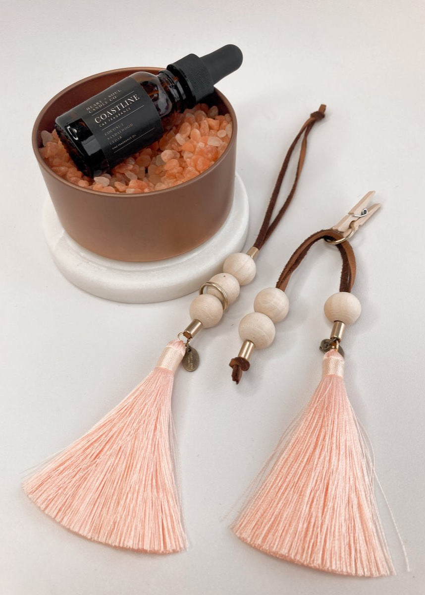 Air Freshener Large Pink Tassel Coastal Scent Oil - Clementine Home Floral Gift
