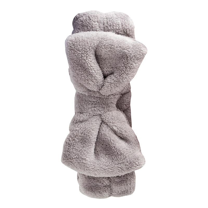 Plush Bow Spa Headband - Gray - Clementine Home Floral Gift