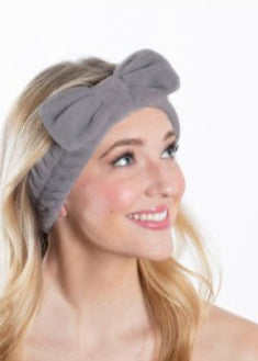 Plush Bow Spa Headband - Gray - Clementine Home Floral Gift