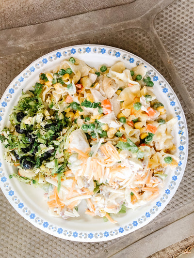 Taste like Home : Chicken Noodle Casserole, Brussel Sprout Salad & Leftover 7 Layer Salad