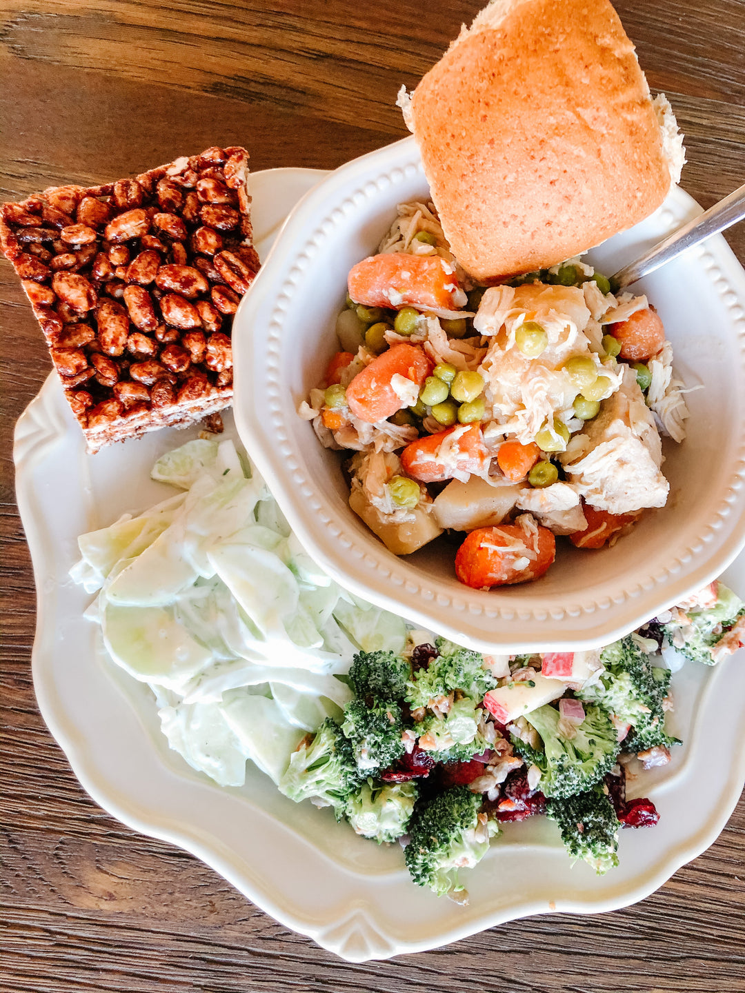 Make Ahead Meals are my Favourite : Chicken Stew, Broccoli Salad, Creamy Cucumber & Puff Wheat Cake - Clementine Home Floral Gift
