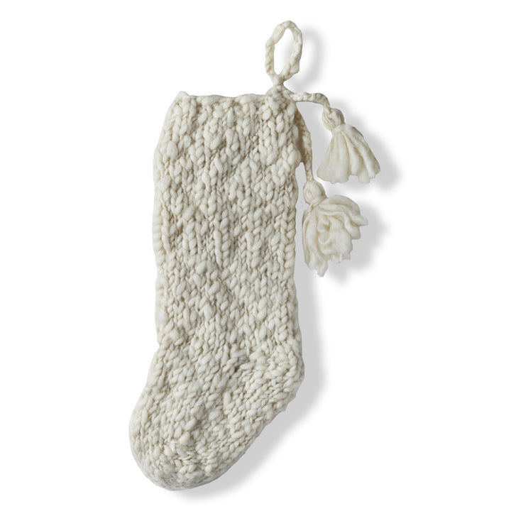 Knit & Tassel Stocking - Cream