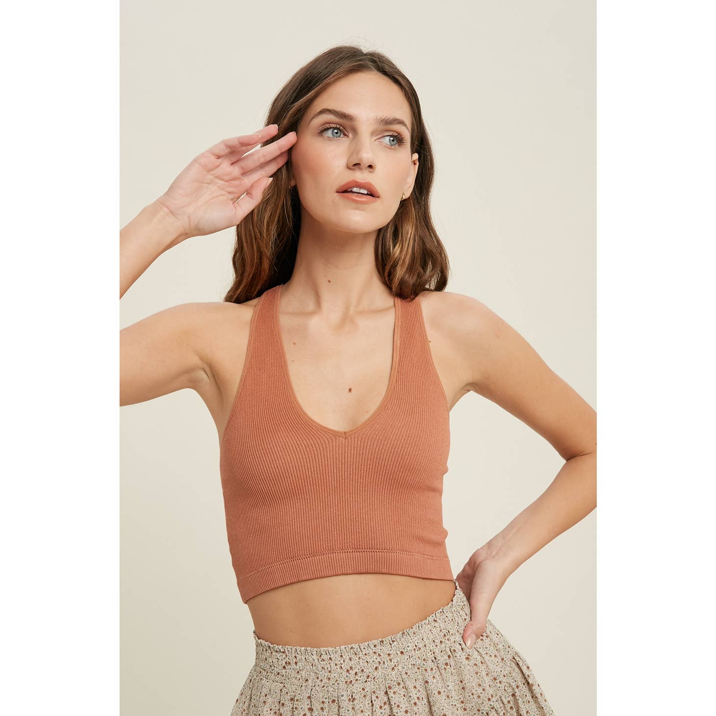 V-Neck Bralette - Terracotta