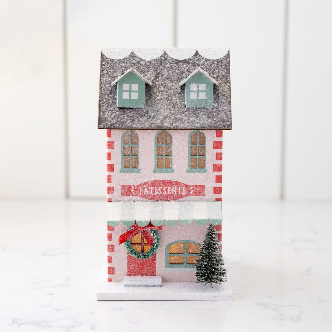 Glitter Christmas Village, Set of 3