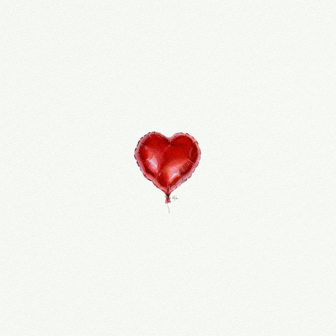 Mini Art Print - Heart Mylar Balloon