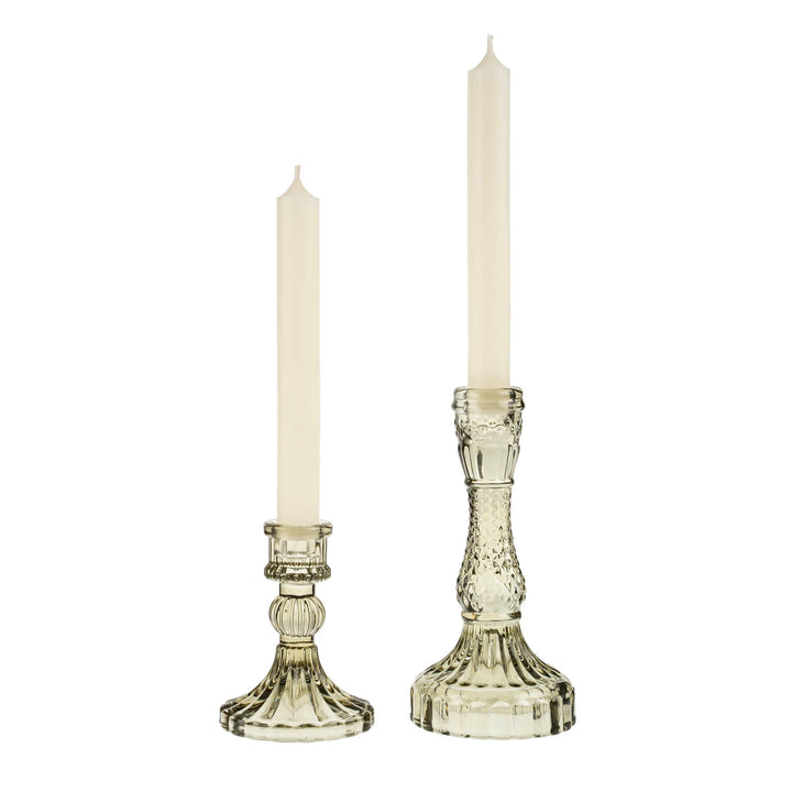 Palazzo Glass Candle Holder, Set of 2 - Grey