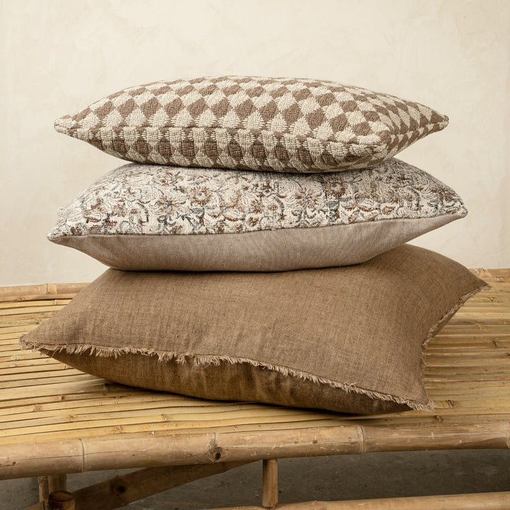 Check Weave Pillow - Brown