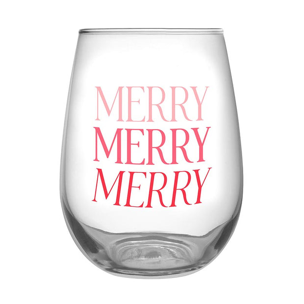 Stemless Wine Glass - Merry Merry Merry