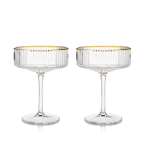 Rimmed Crystal Coupe Glasses, Set of 2