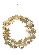 13” Round Metal Stars Wreath – Antique Gold Finish - Clementine Home Floral Gift