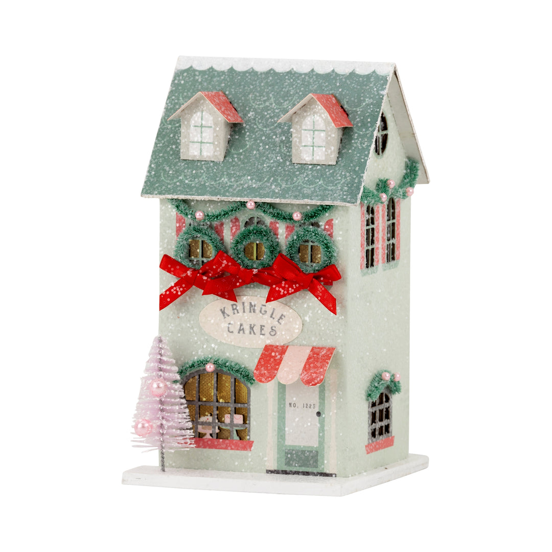 Glitter Christmas Village, Set of 3 - Traditional