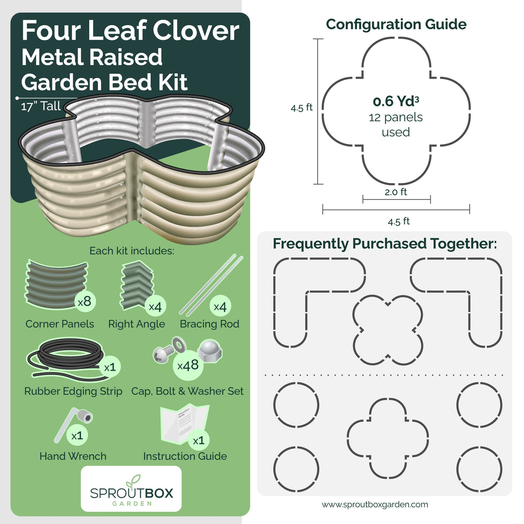 17” Tall Four Leaf Clover Garden Bed