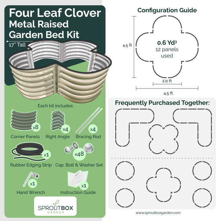 17” Tall Four Leaf Clover Garden Bed