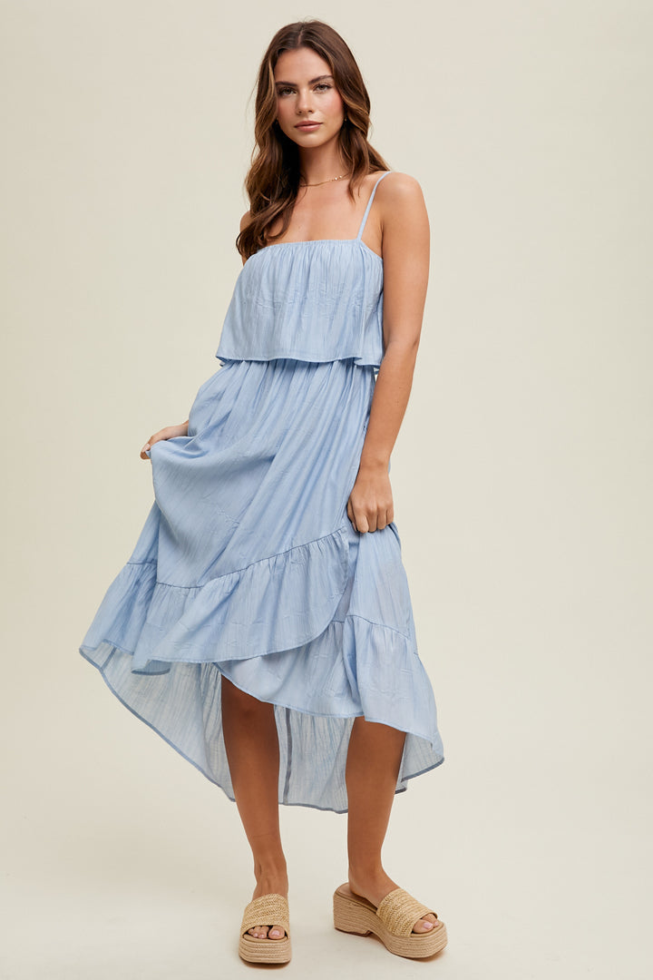 Asymmetrical Hi-Low Dress - Sky Blue