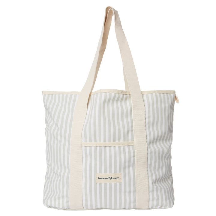 THE BEACH BAG - LAUREN'S SAGE STRIPE