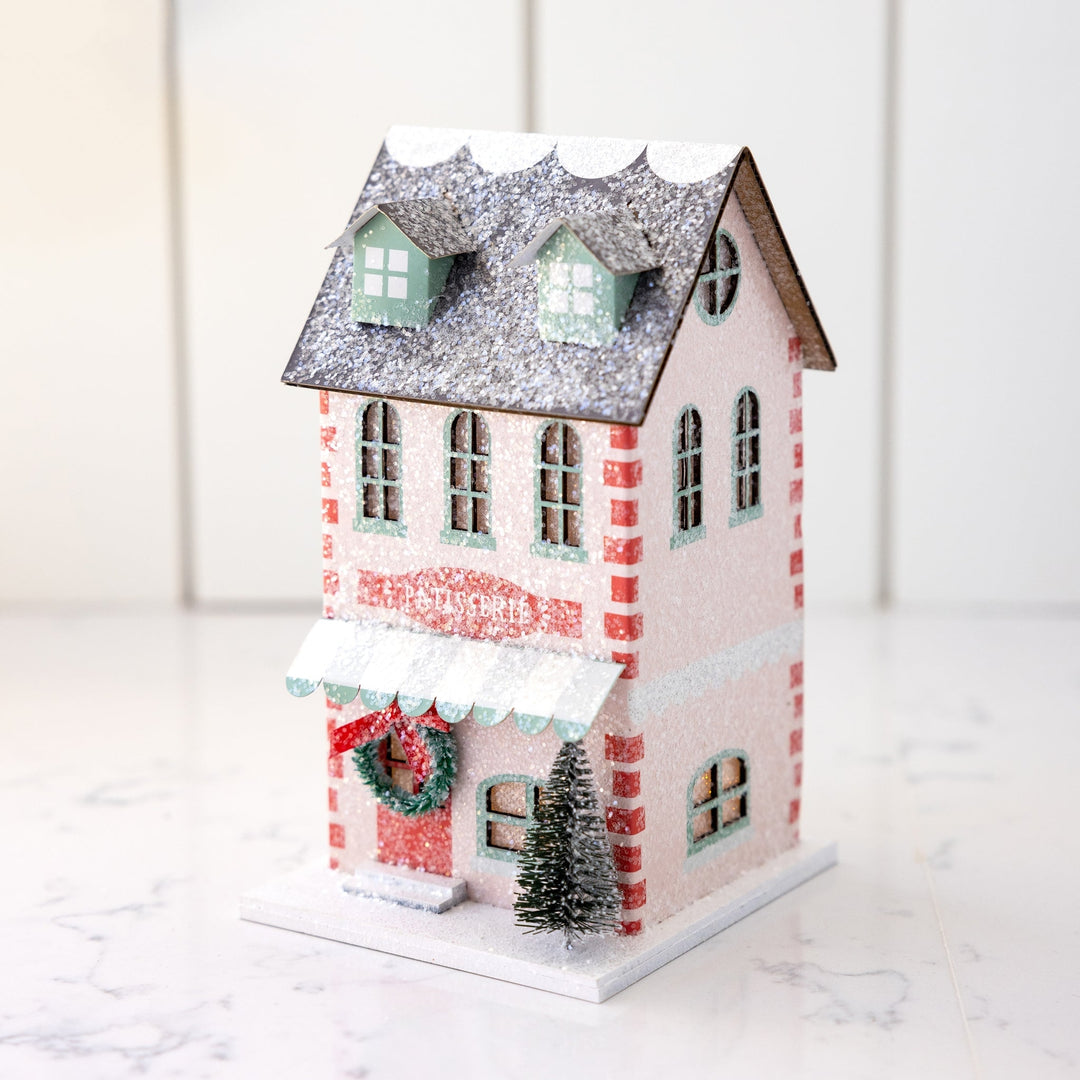 Glitter Christmas Village, Set of 3