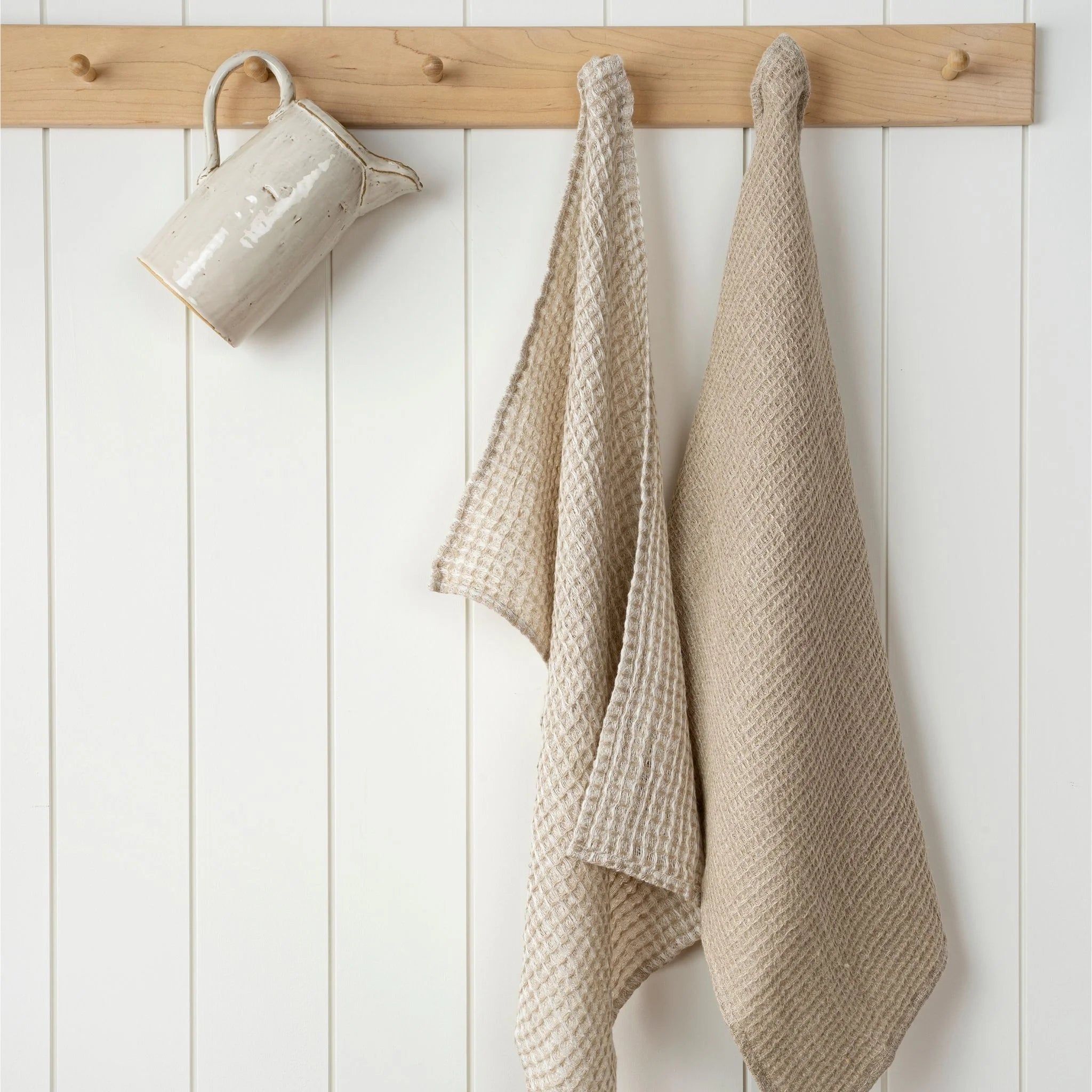 Linen Waffle Tea Towels, Set of 2 - Melange