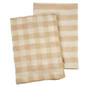 Gingham Stripe Linen Tea Towels, Set of 2 - Clay