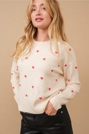 Evelin Heart Sweater - Red