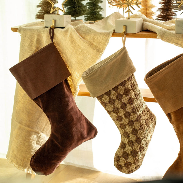 Check Weave Stocking - Brown