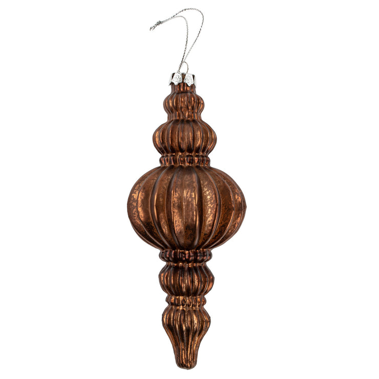 Belle Spindle Glass Ornament - Brown